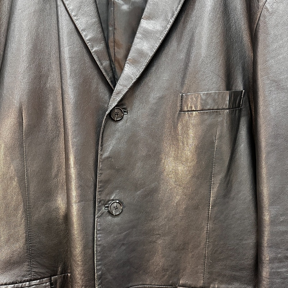 Alfani Leather Jacket Mens Size 48 L Positano Black Sport Coat Blazer Soft - Picture 3 of 12